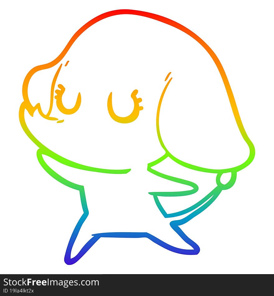 rainbow gradient line drawing cute cartoon elephant