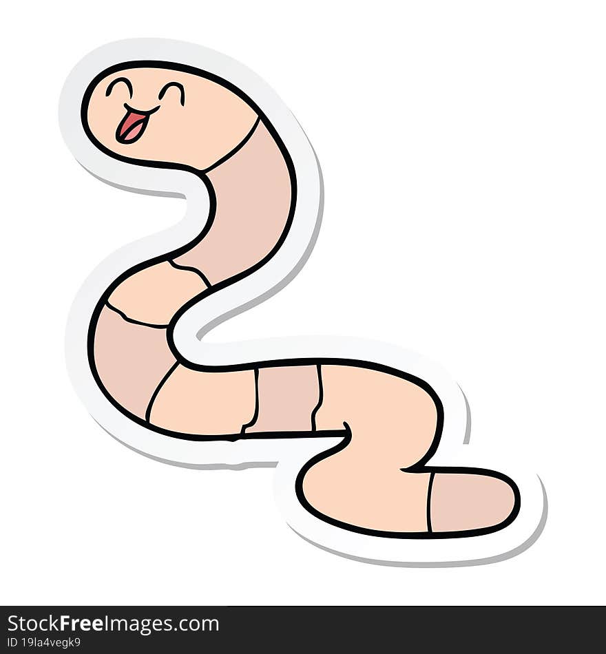 Sticker Of A Cartoon Worm