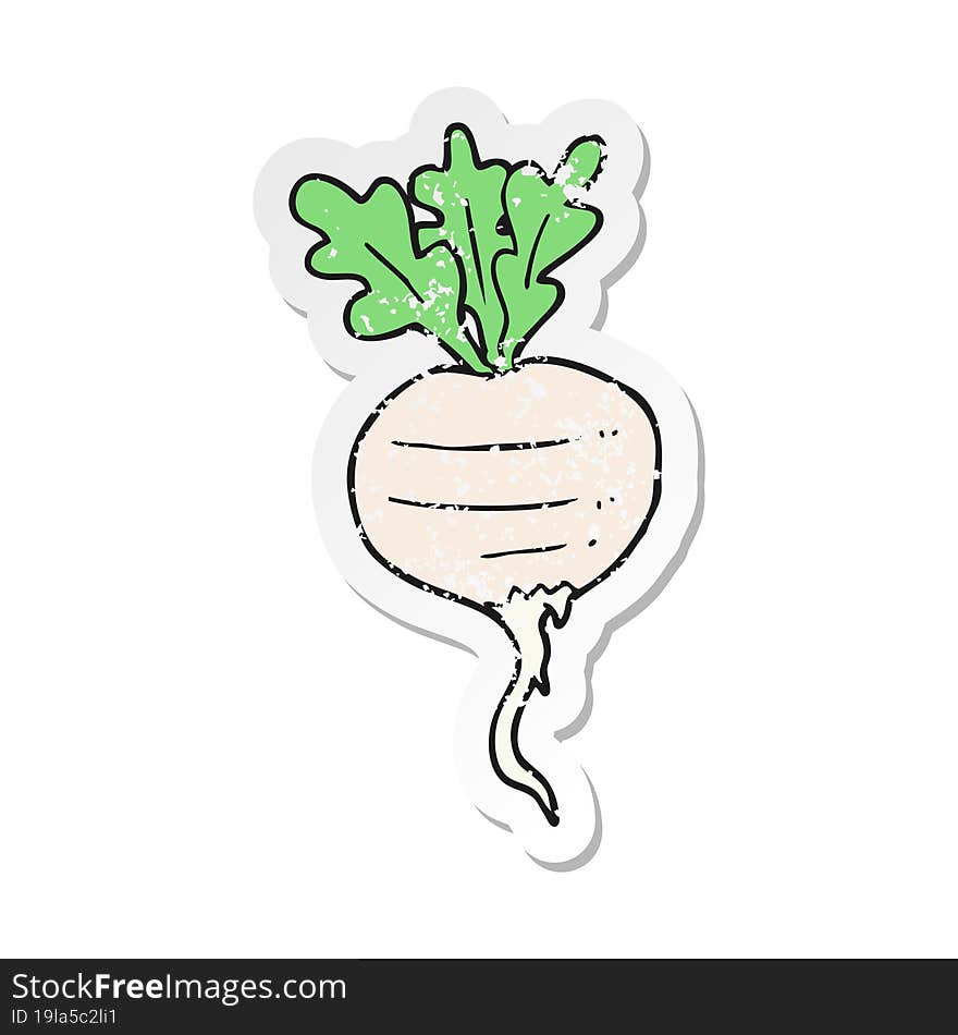 retro distressed sticker of a cartoon turnip