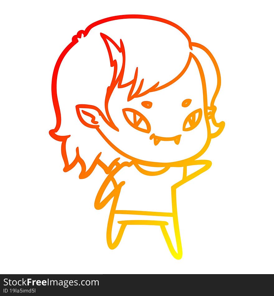 warm gradient line drawing cartoon friendly vampire girl