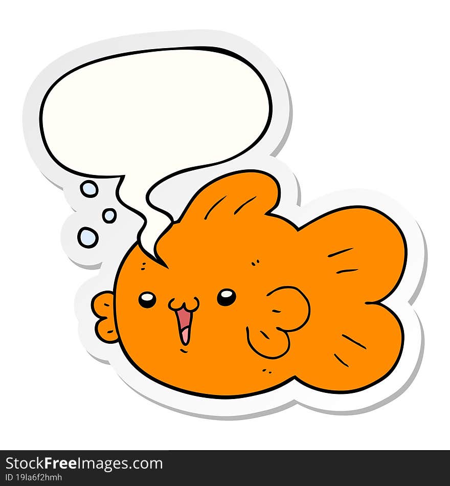 Cartoon Fish And Speech Bubble Sticker