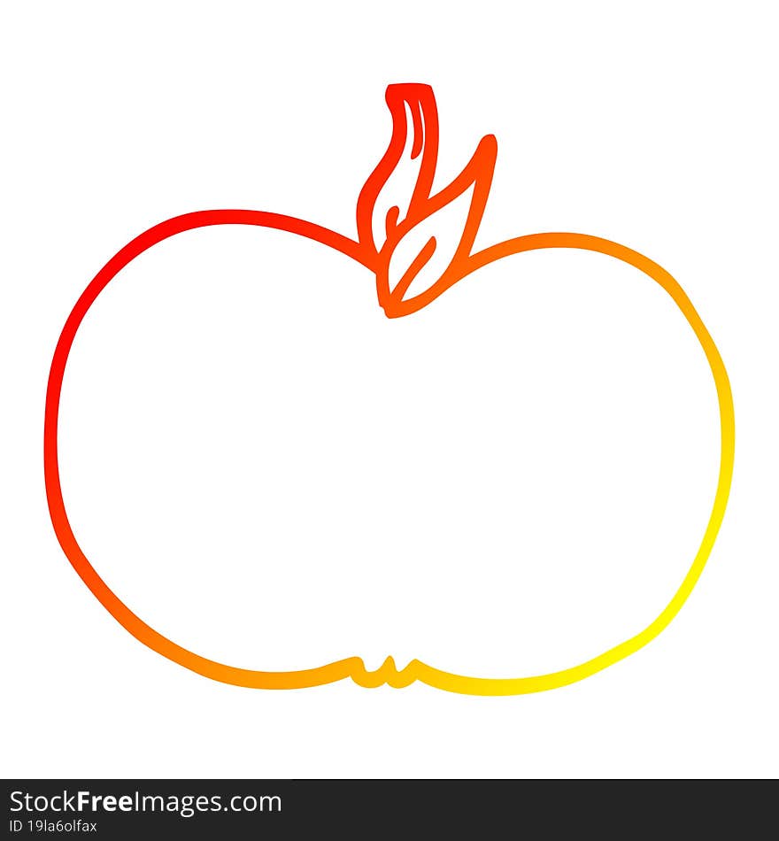 warm gradient line drawing cartoon juicy apple