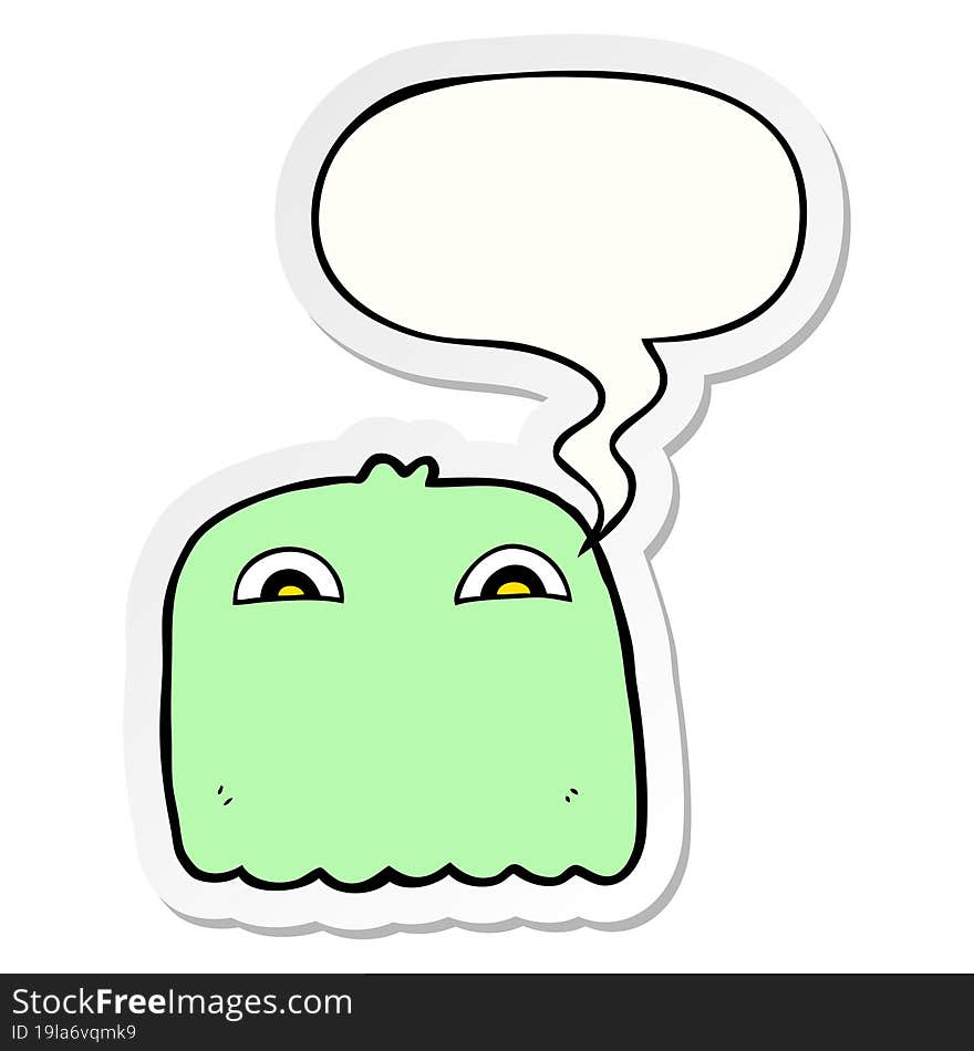 cartoon ghost and speech bubble sticker