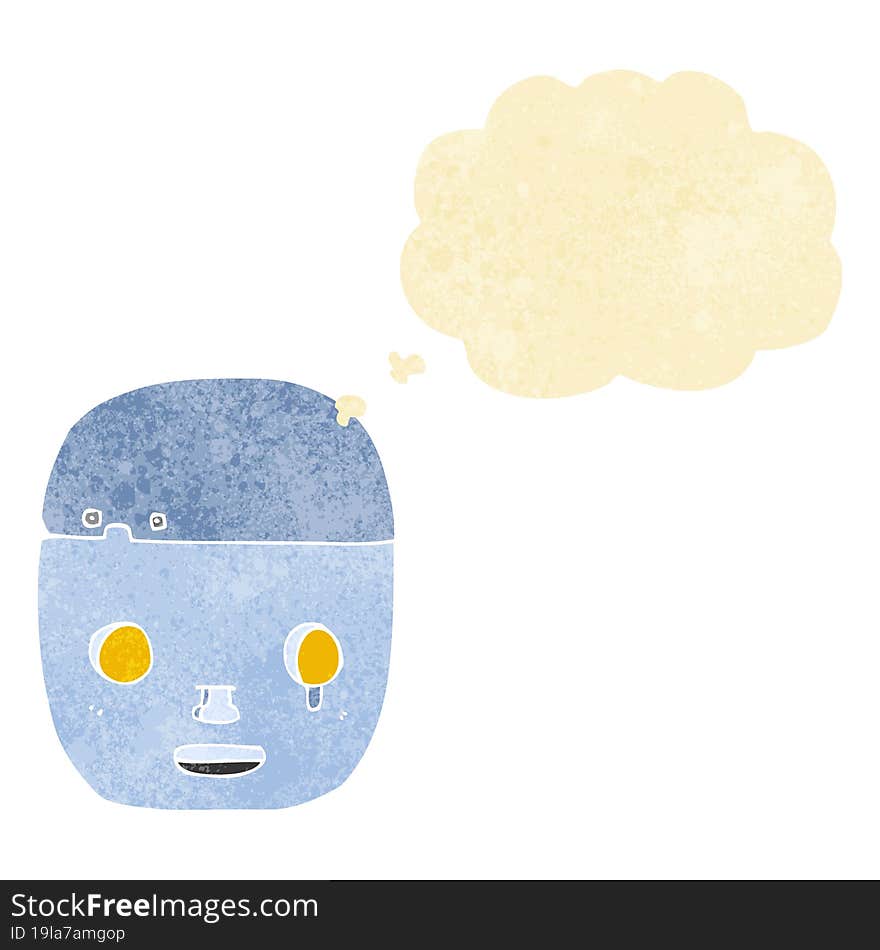 cartoon robot head with thought bubble