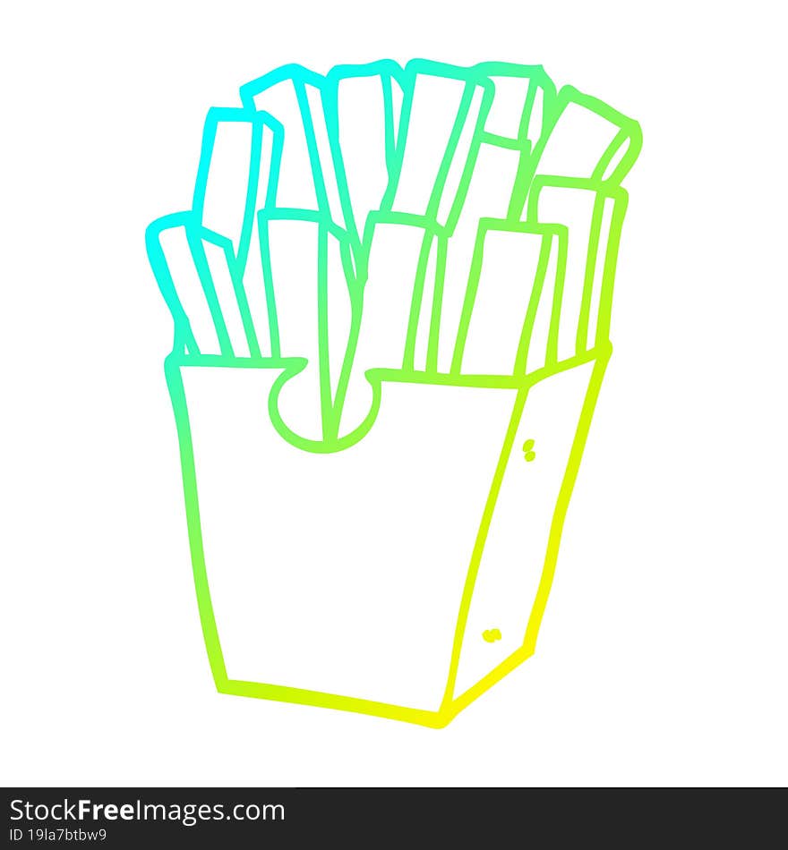 Cold Gradient Line Drawing Cartoon Takeout Fries