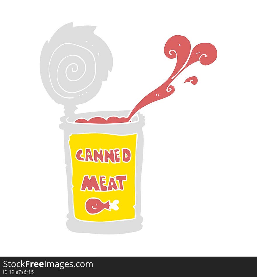 Flat Color Illustration Of A Cartoon Canned Meat