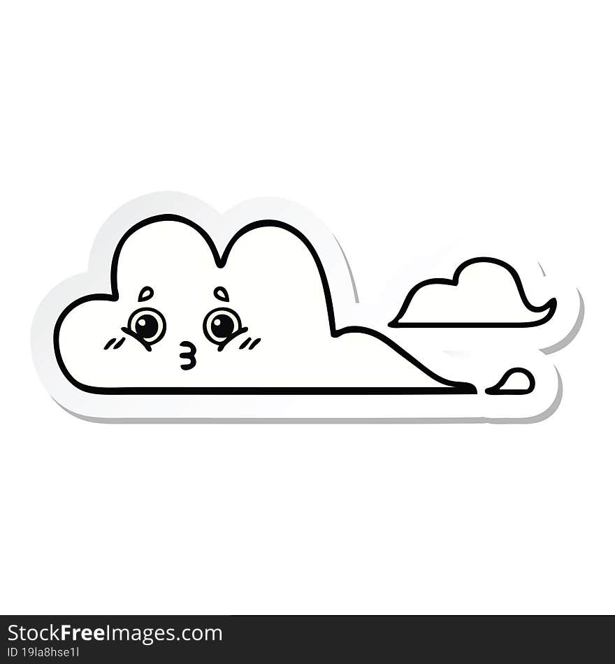 sticker of a cute cartoon clouds