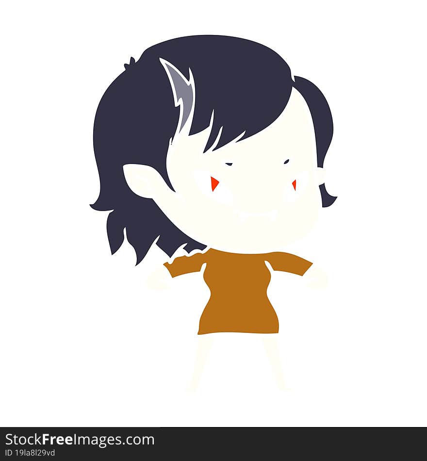 flat color style cartoon friendly vampire girl