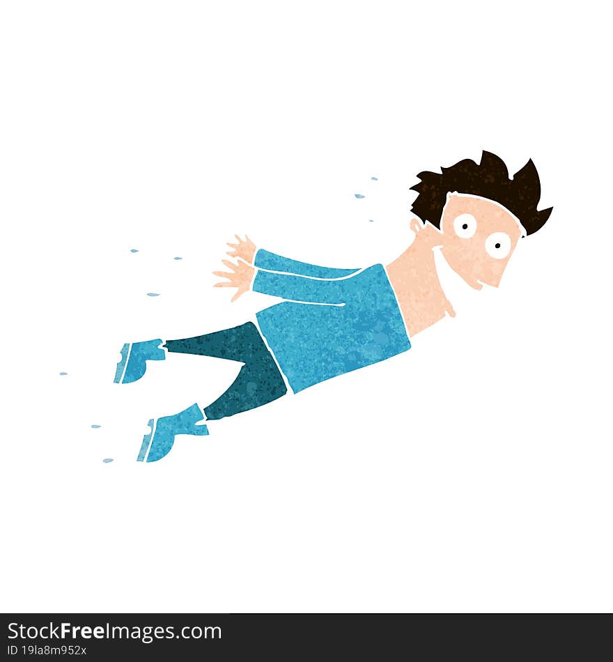 cartoon drenched man flying