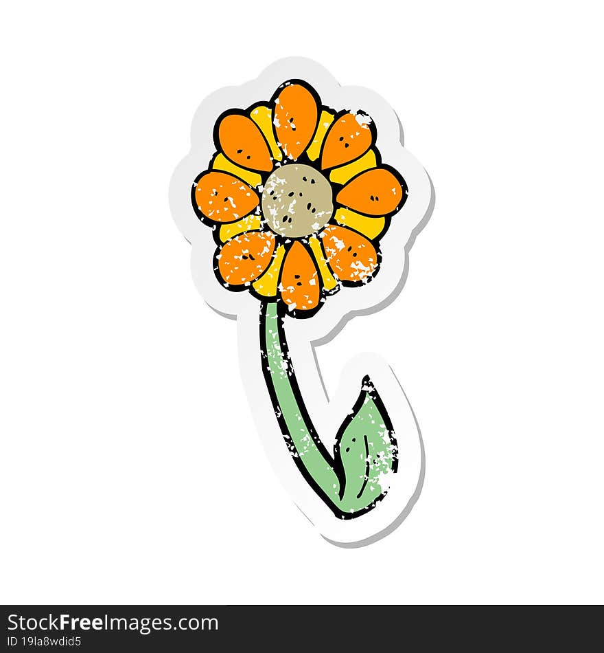 retro distressed sticker of a cartoon flower