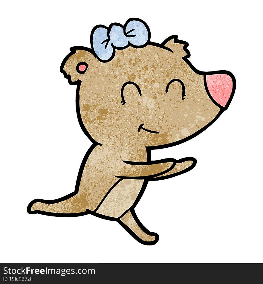 running female bear cartoon. running female bear cartoon