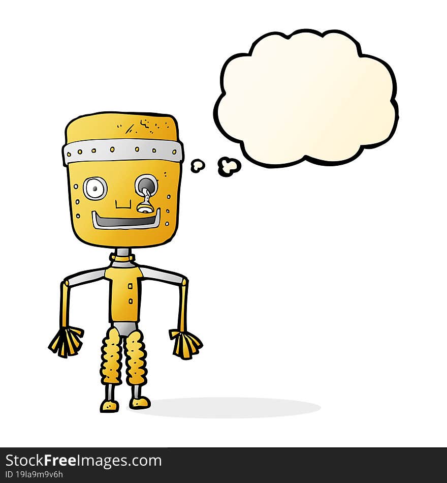 cartoon old robot with speech bubble