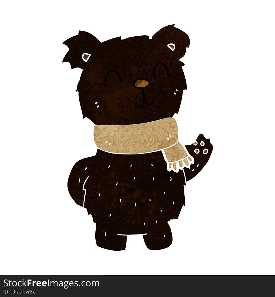 Cartoon Waving Black Bear