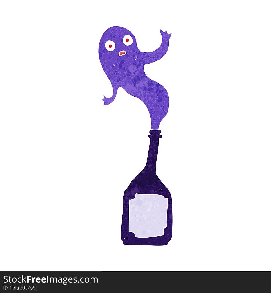 cartoon ghost in bottle