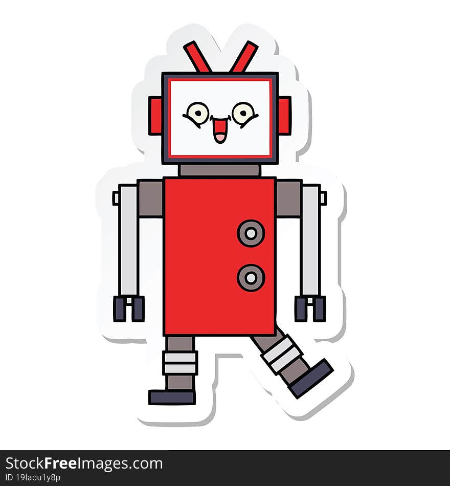 sticker of a cute cartoon robot