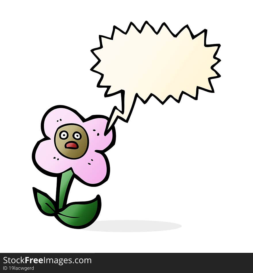 cartoon flower with face with speech bubble