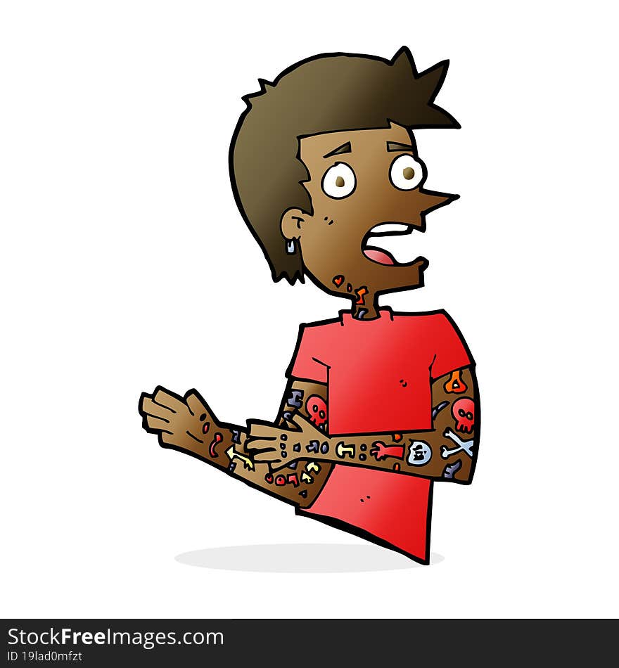 cartoon man with tattoos