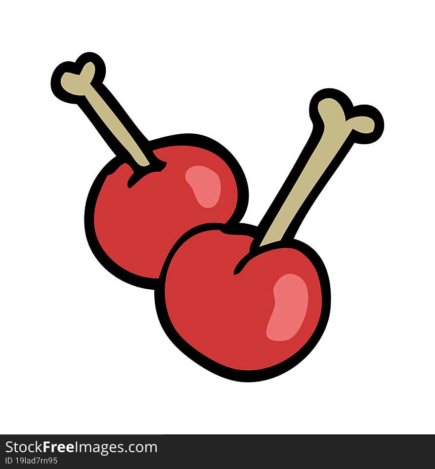 cartoon doodle red cherries