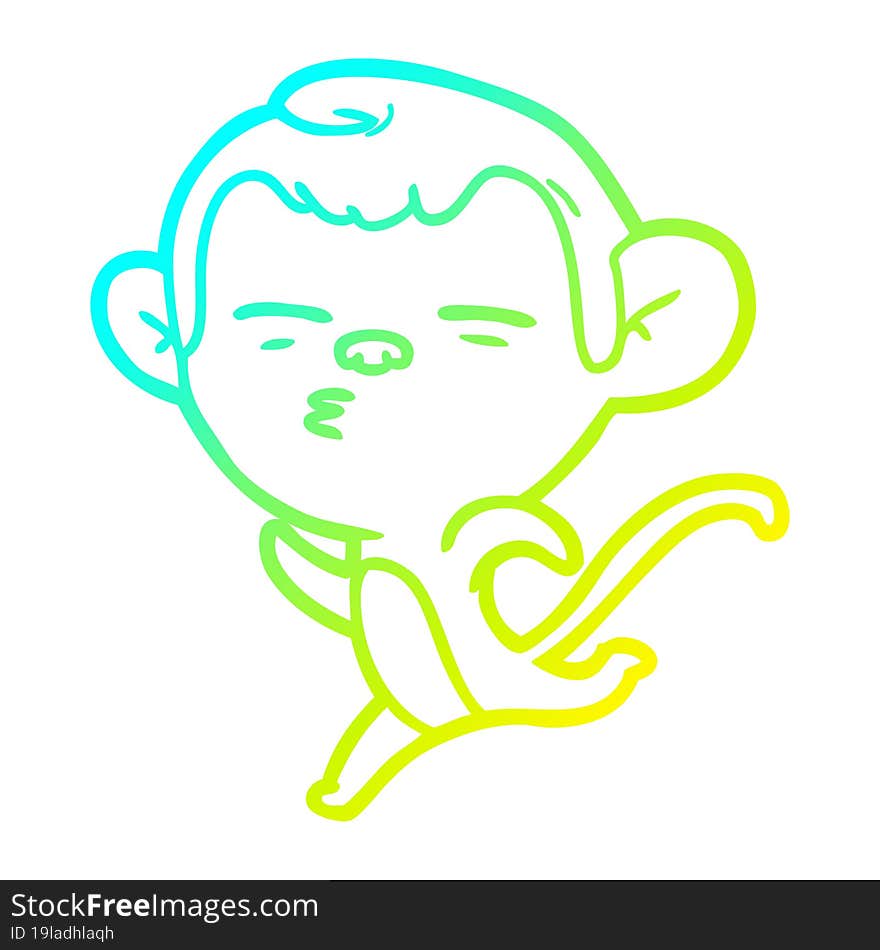 cold gradient line drawing cartoon suspicious monkey