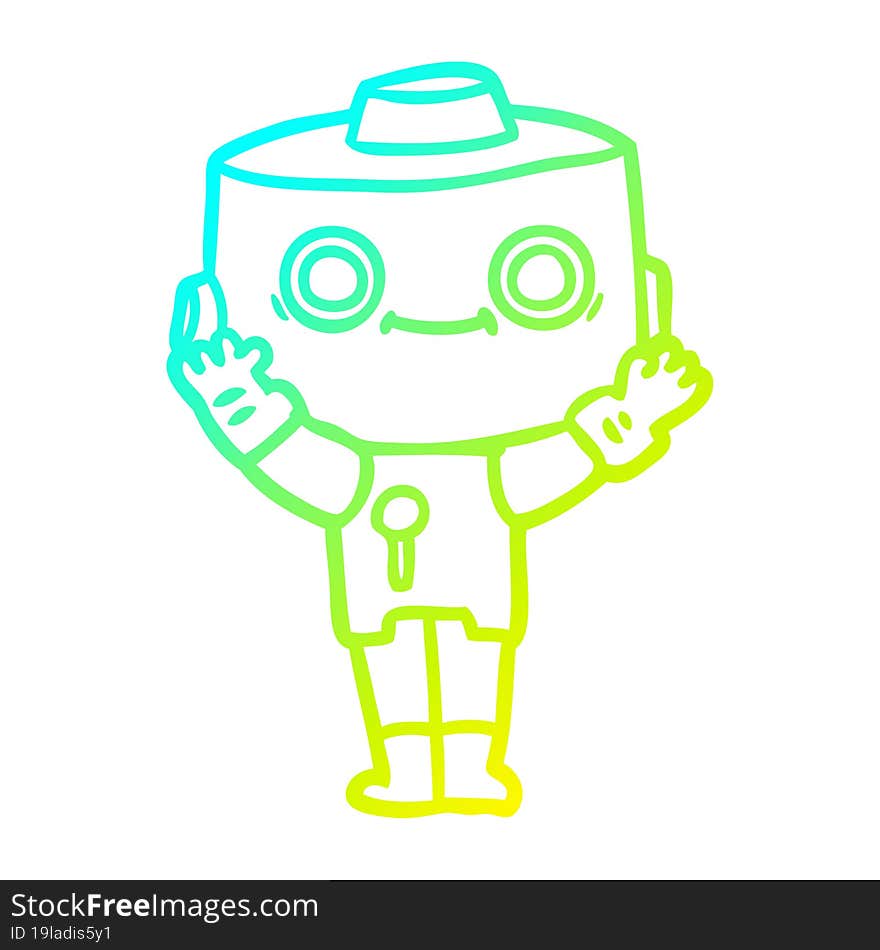 cold gradient line drawing cartoon robot