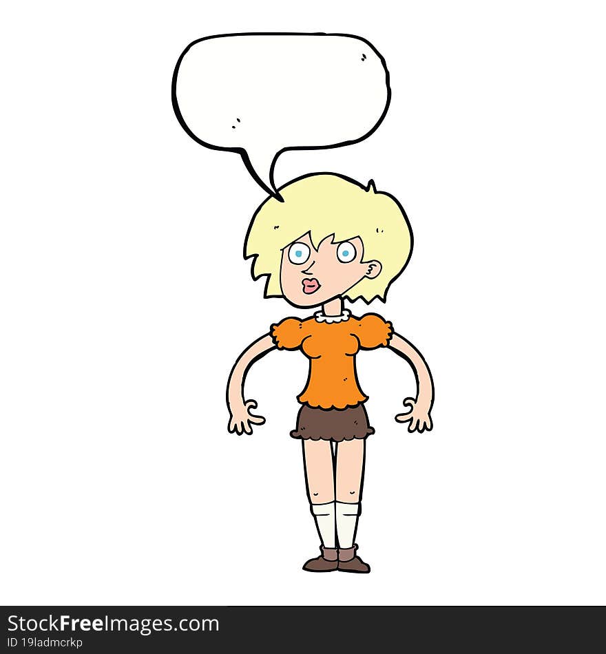 cartoon surprised woman with speech bubble