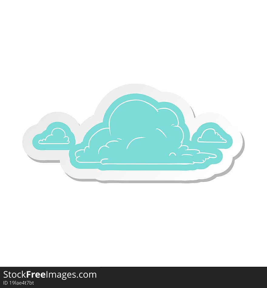 Cartoon Sticker Of White Large Clouds