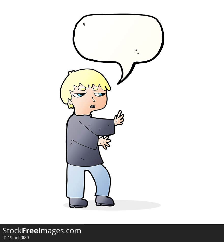 cartoon man gesturing with speech bubble