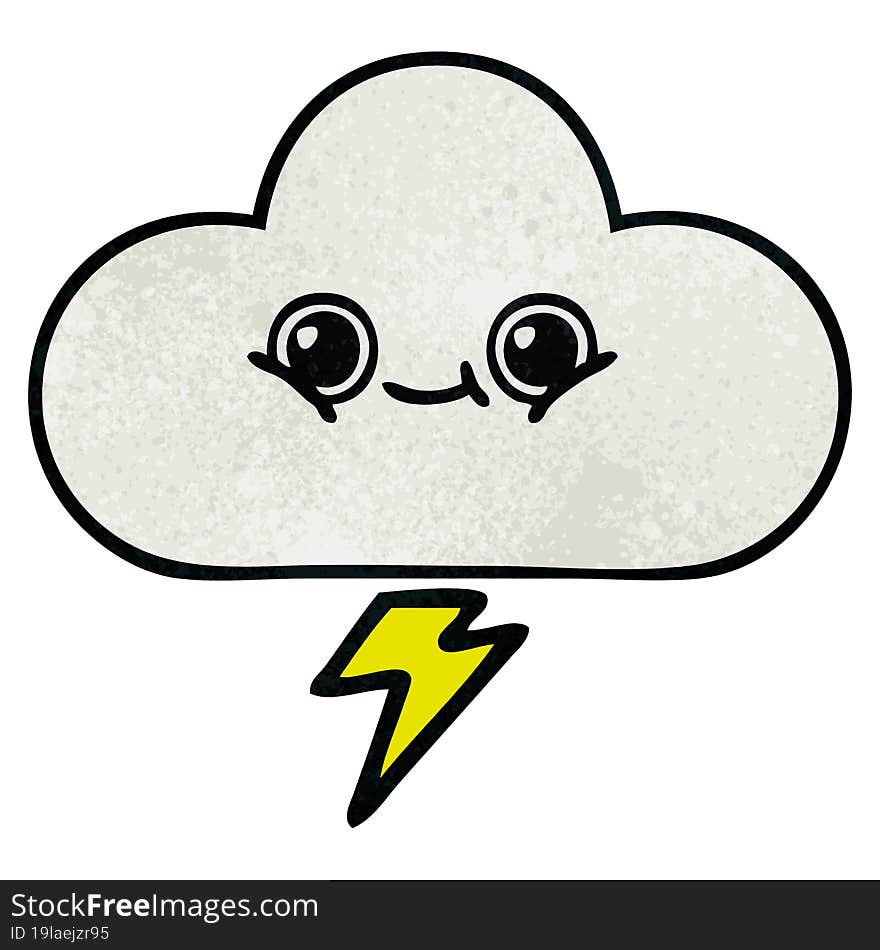 retro grunge texture cartoon of a storm cloud