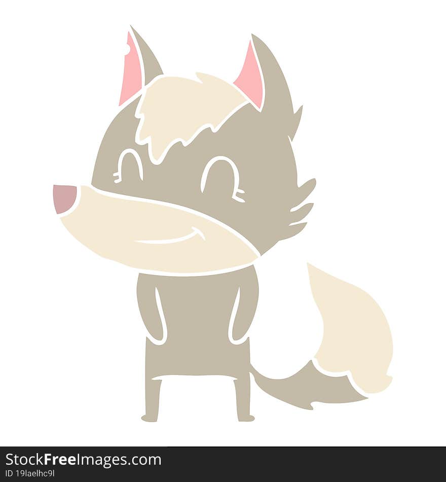 friendly flat color style cartoon wolf