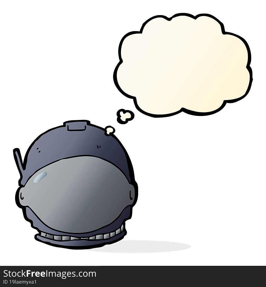 cartoon astronaut face with thought bubble