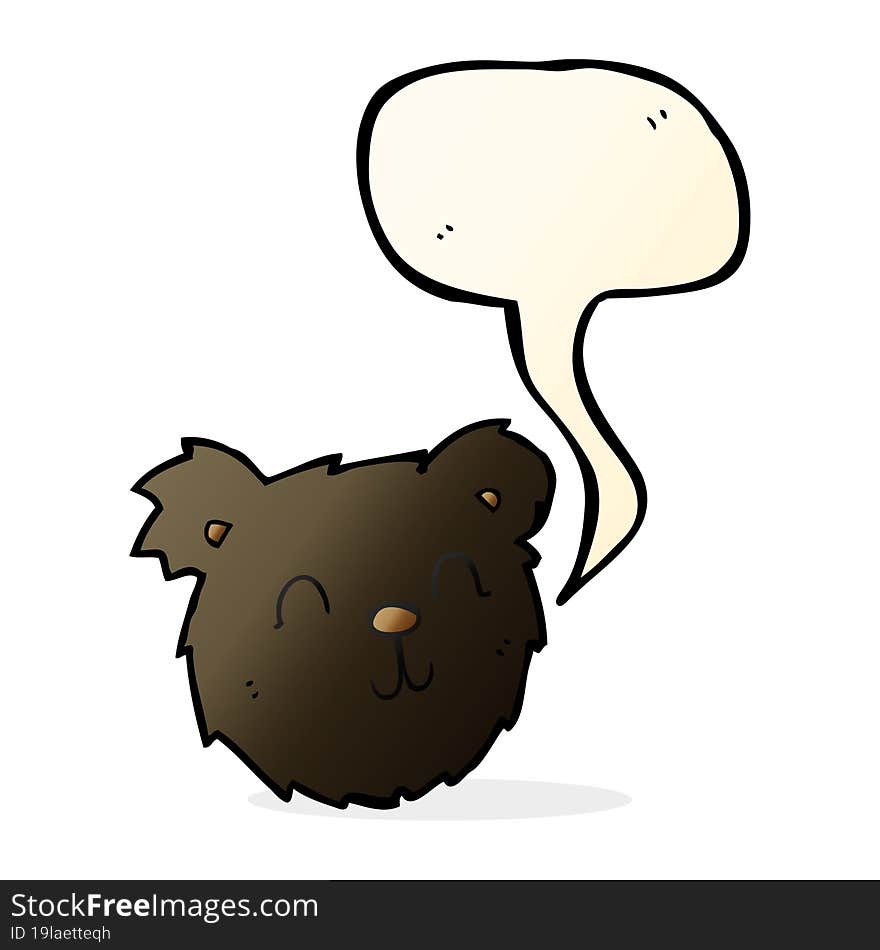 cartoon happy black bear face with speech bubble