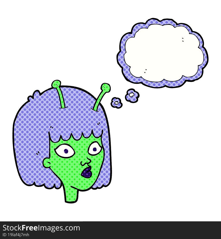 thought bubble cartoon female alien