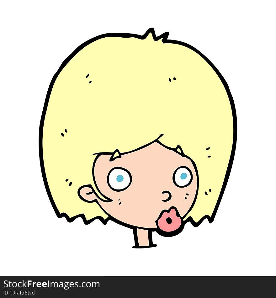 Cartoon Surprised Female Face