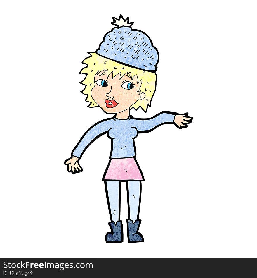 cartoon woman wearing hat