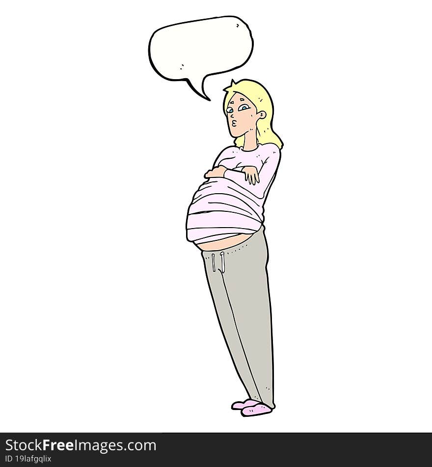 cartoon pregnant woman with speech bubble