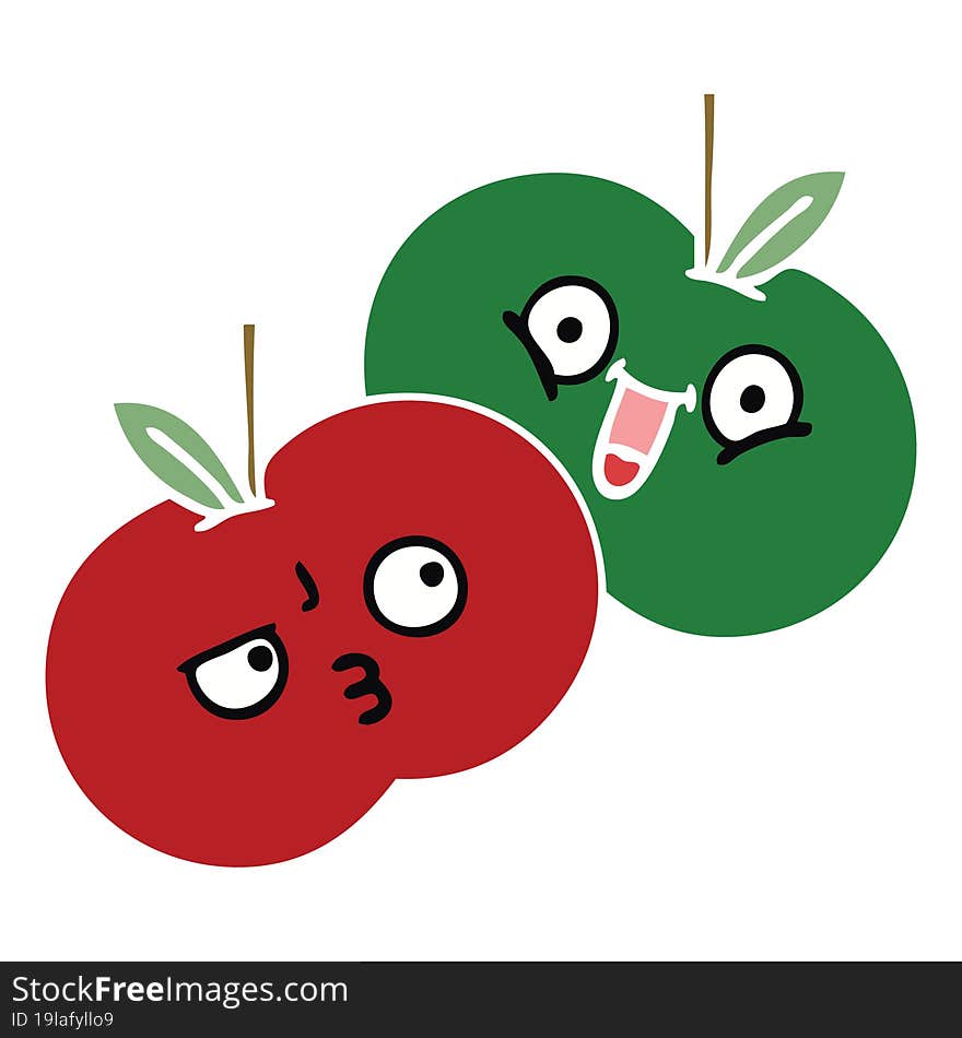 flat color retro cartoon juicy apple