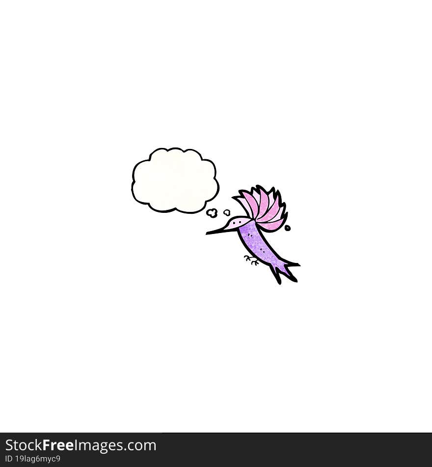 cartoon hummingbird with thought bubble