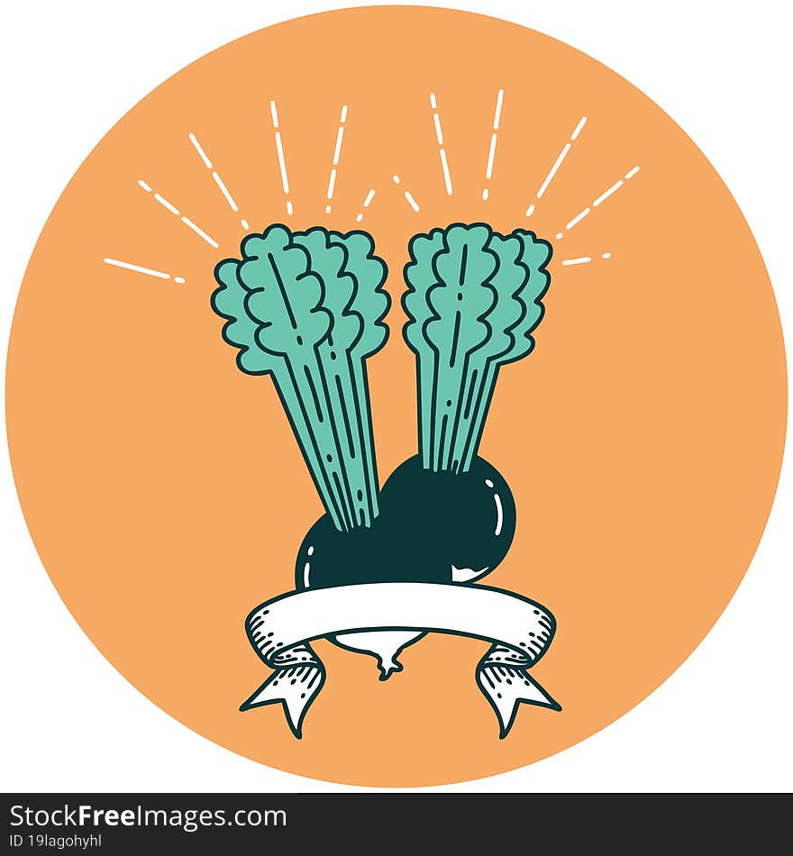 icon of tattoo style beets with leaves