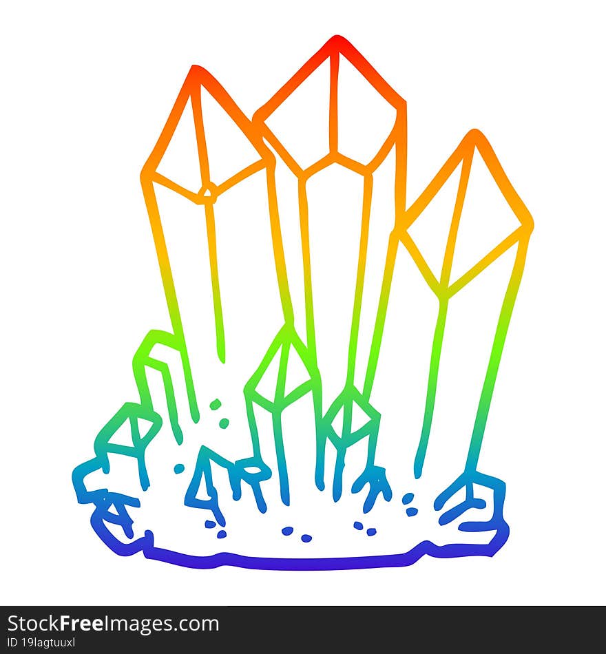 rainbow gradient line drawing cartoon natural crystals