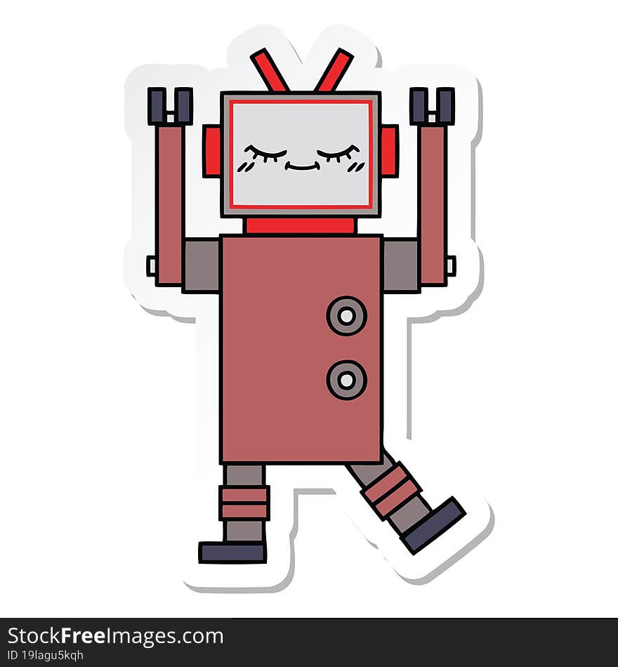 Sticker Of A Cute Cartoon Robot