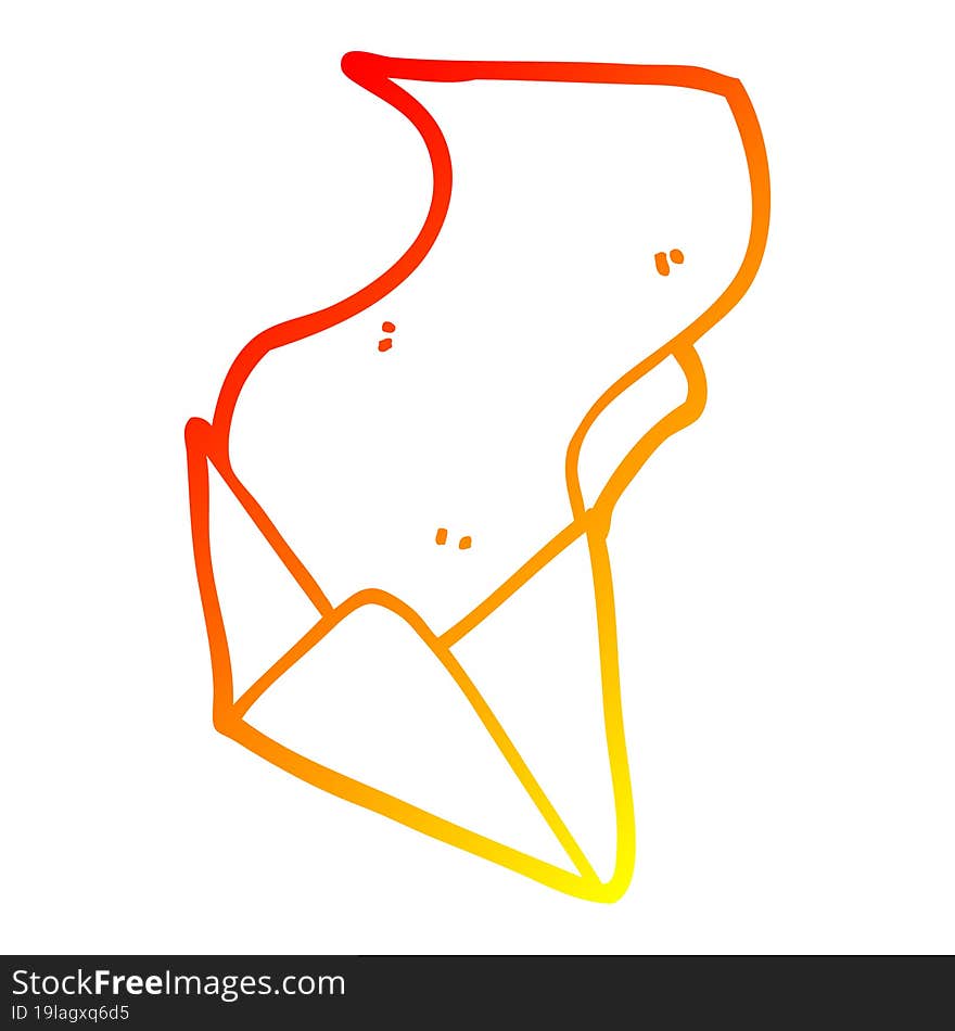 warm gradient line drawing of a cartoon letter and envelope