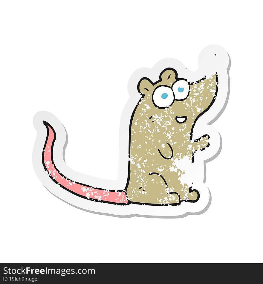 retro distressed sticker of a cartoon mouse