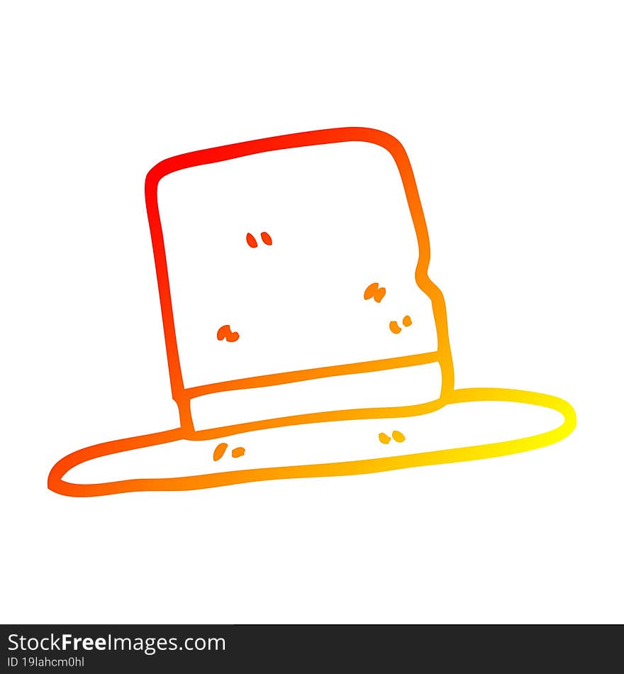 Warm Gradient Line Drawing Cartoon Top Hat