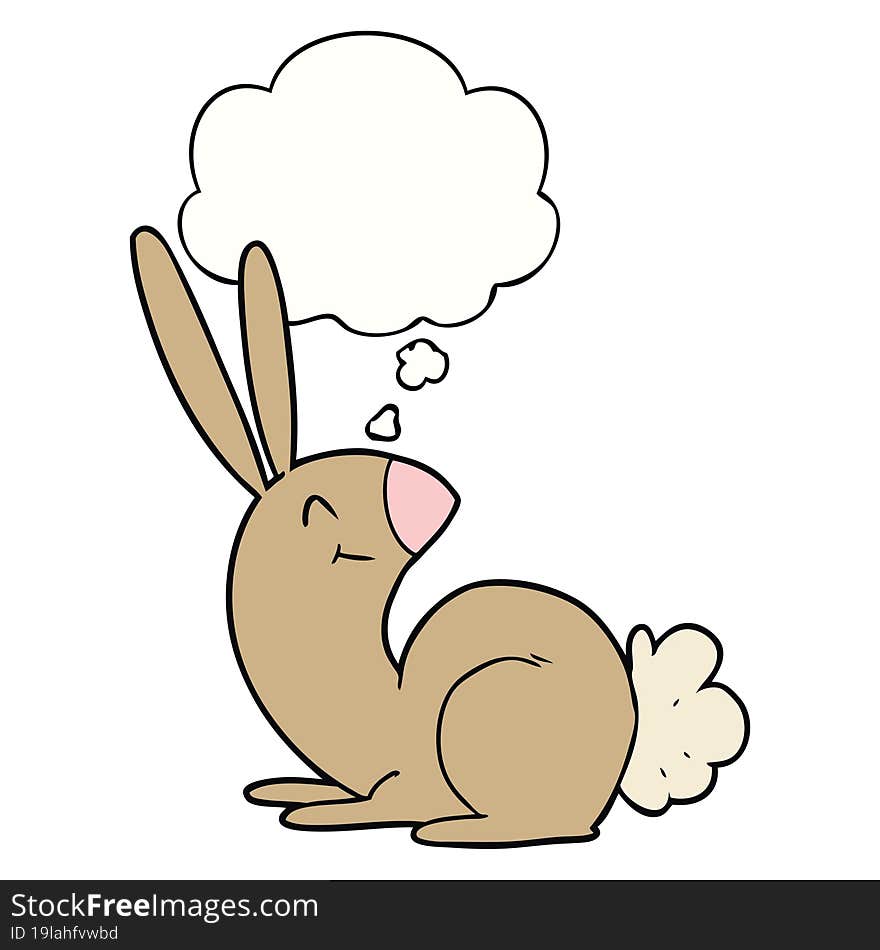 Cute Cartoon Rabbit And Thought Bubble