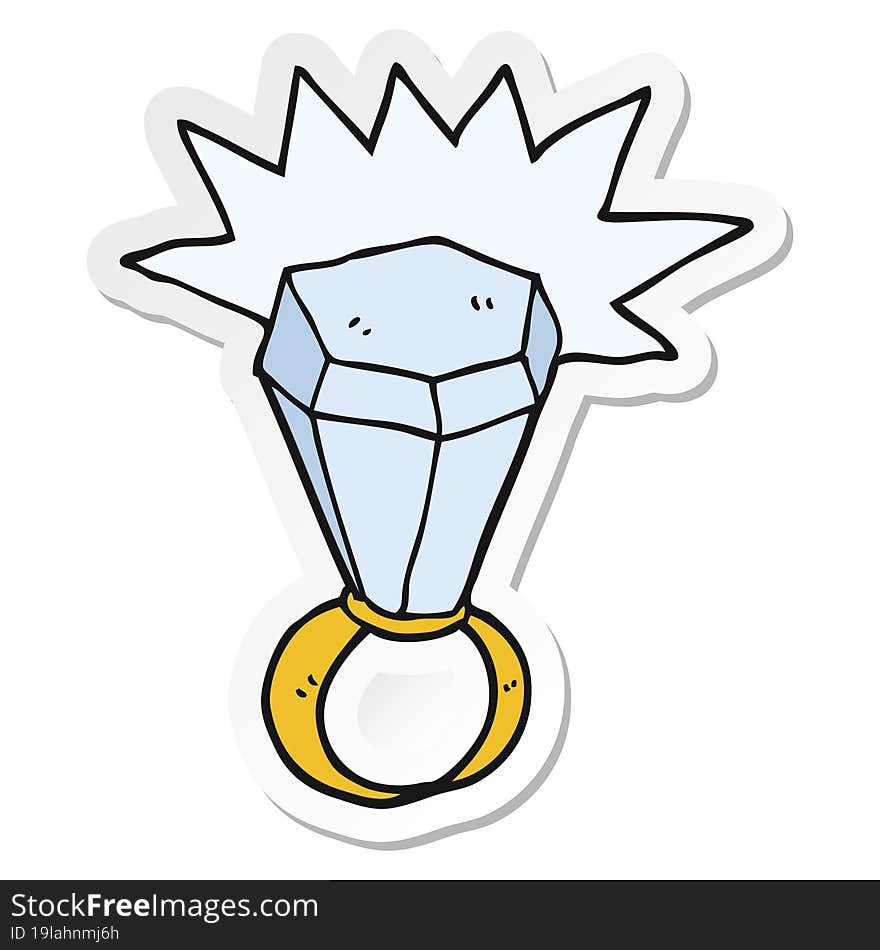 sticker of a cartoon huge diamond ring