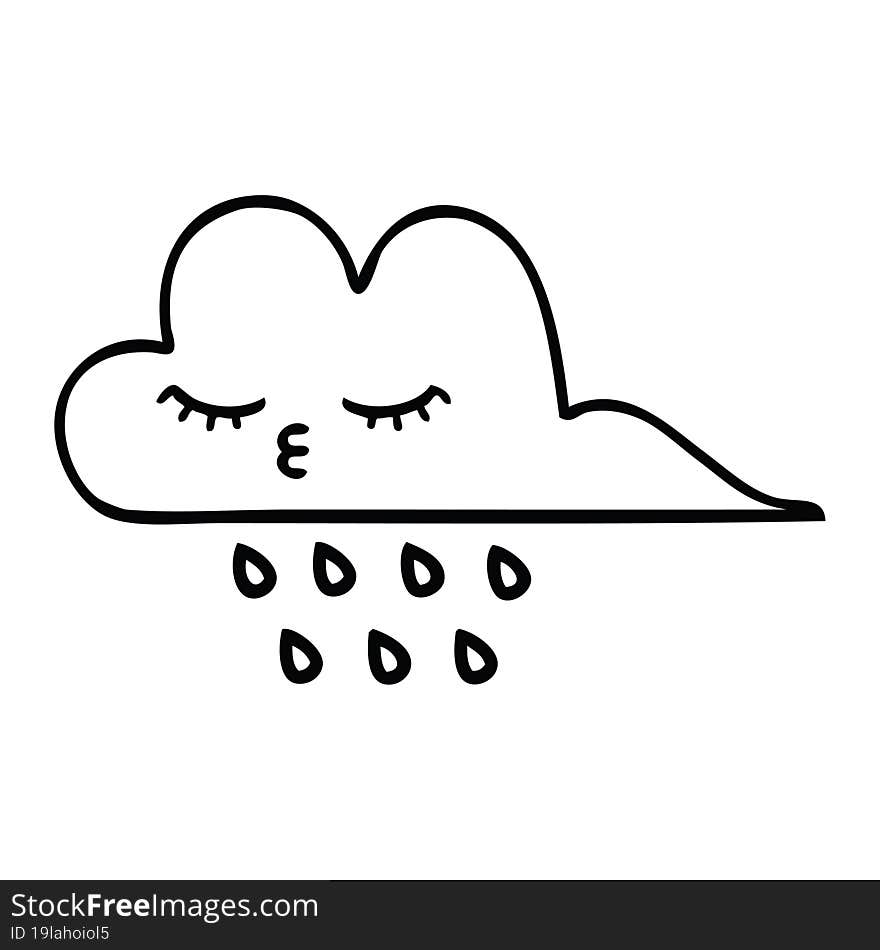 line drawing cartoon of a rain cloud