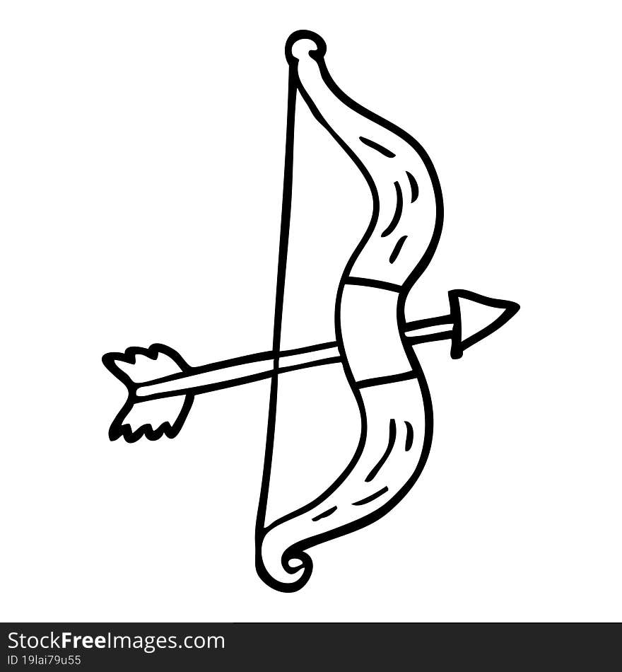 Line Drawing Cartoon Bow And Arrow