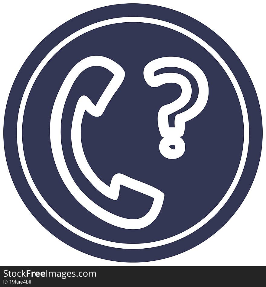 telephone handset with question mark circular icon symbol