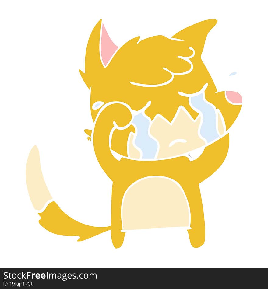 Crying Fox Flat Color Style Cartoon