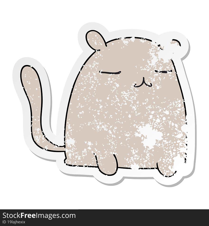 Distressed Sticker Of A Quirky Hand Drawn Cartoon Cat